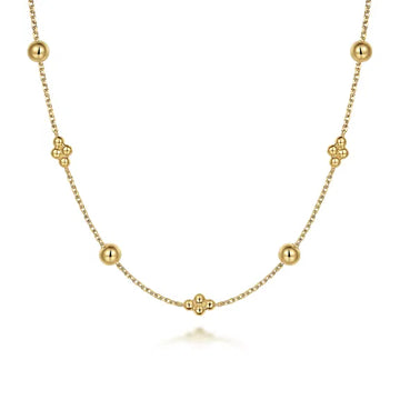 GABRIEL & CO- 14K Yellow Gold Bujukan Bead Station Necklace